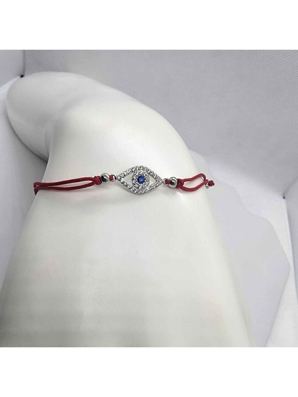 Sterling Silver 925 Evil Eye Design With Red String Bracelet